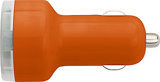 Plastic car power adapter with two USB ports