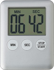 Plastic digital kitchen timer. Silver