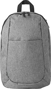 Polyester (300D) backpack, with main compartment, front pocket and interior pocket.