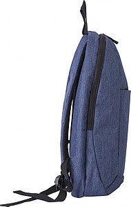 Polyester (300D) backpack, with main compartment, front pocket and interior pocket.