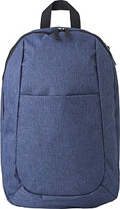 Polyester (300D) backpack, with main compartment, front pocket and interior pocket.