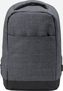 Polyester (600D) anti-theft backpack, with PVC backing.