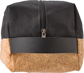 Polyester and cork toilet bag