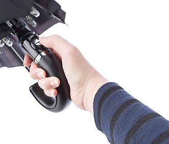 Pongee (190T) automatic, foldable umbrella with eight panels.