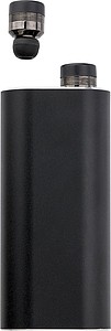 Power bank with two wireless earbuds. The Li-ion battery has a 4000 mAh capacity.