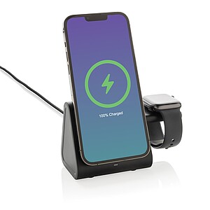Powerbase RCS recycled plastic 3 in 1 charger with powerbank, black