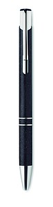 Push button ball pen in 50% wheat straw and 50% ABS material with silver fittings. Blue ink.