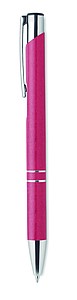 Push button ball pen in 50% wheat straw and 50% ABS material with silver fittings. Blue ink.
