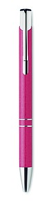 Push button ball pen in 50% wheat straw and 50% ABS material with silver fittings. Blue ink.