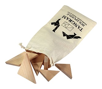 Puzzle "Tangram", wooden, in cotton bag,colour wood