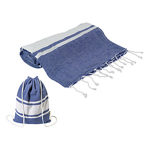 recycled cotton beach towel and drawstring bag
