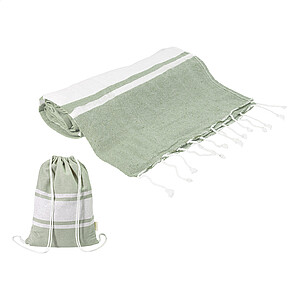 recycled cotton beach towel and drawstring bag
