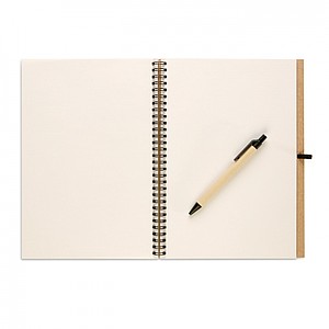 Recycled notebook and ball pen, black