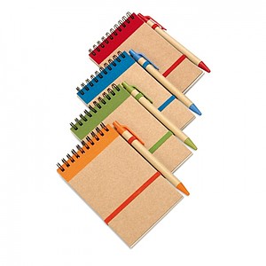 Recycled paper notebook + pen, orange