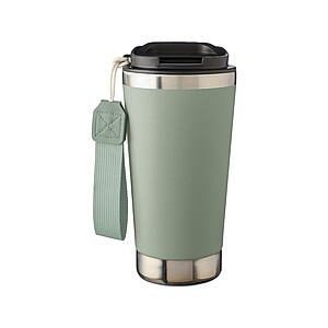 Recycled stainless steel double-walled drinking mug 500 ml Kayla, pastel green