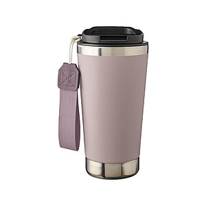 Recycled stainless steel double-walled drinking mug 500 ml Kayla, pastel pink