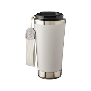 Recycled stainless steel double-walled drinking mug 500 ml Kayla, white