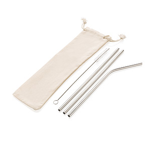 Reusable stainless steel 3 pcs straw set