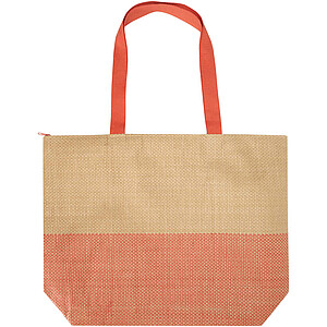 Rhythm straw paper large zipped tote bag 21L