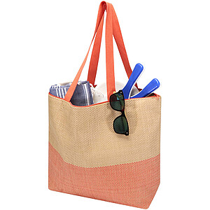 Rhythm straw paper large zipped tote bag 21L