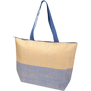 Rhythm straw paper large zipped tote bag 21L