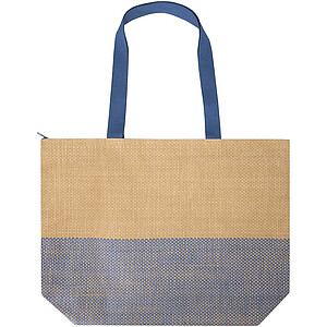 Rhythm straw paper large zipped tote bag 21L