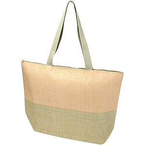 Rhythm straw paper large zipped tote bag 21L