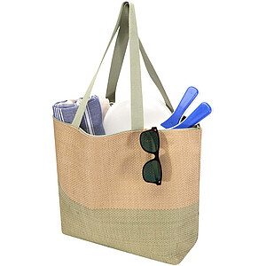 Rhythm straw paper large zipped tote bag 21L