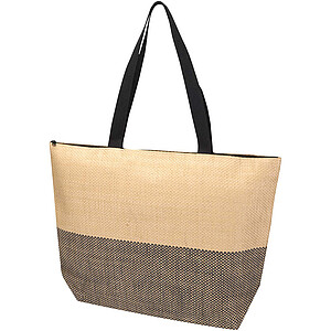 Rhythm straw paper large zipped tote bag 21L