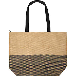 Rhythm straw paper large zipped tote bag 21L