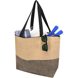 Rhythm straw paper large zipped tote bag 21L