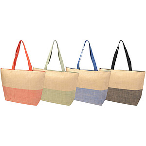 Rhythm straw paper large zipped tote bag 21L