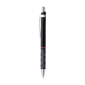 rOtring ABS ballpoint pen with rubber grip, blue ink with jumbo refill, black