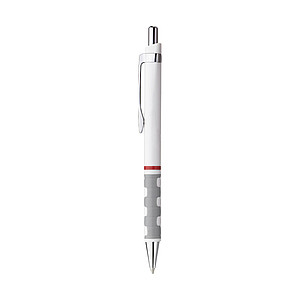 rOtring ABS ballpoint pen with rubber grip, blue ink with jumbo refill, white