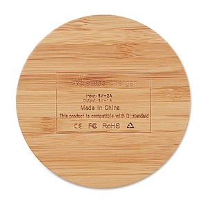 Round wireless charger bamboo
