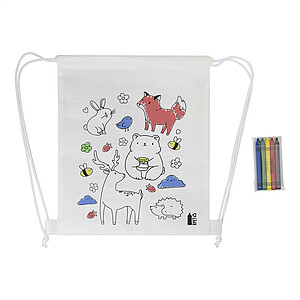 RPET colouring drawstring bag, animals