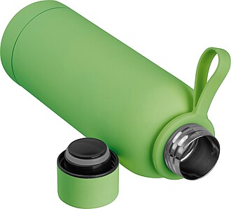 Rubberised drinking bottle with loop, 700 ml, green