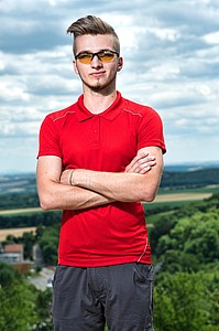 SCHWARZWOLF PALISADE polo shirt, MEN red/grey M