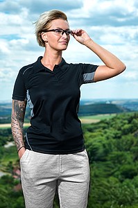 SCHWARZWOLF PALISADE polo shirt, WOMEN black/grey M