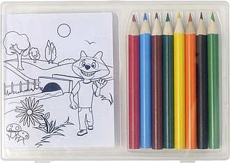 Set of colouring pencils and colouring sheets