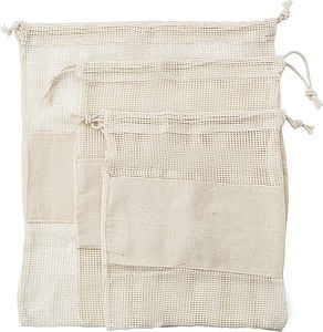 Set of three reusasable cotton mesh produce bags Adele