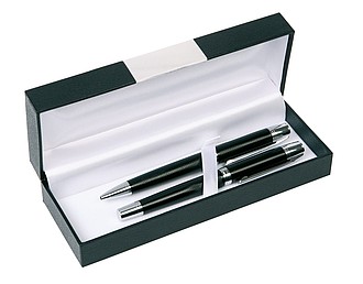 Set with ballpen and fountain pen,colour black, silver