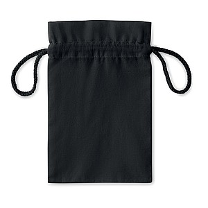 Small gift cotton draw cord bag. Size approx. 14 x 22cm. 105 gr/m2.