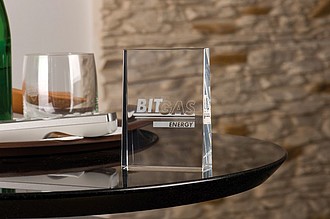 Small rectangular glass block, transparent