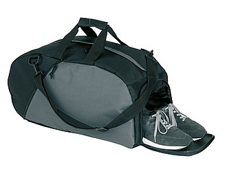 Small sports bag "Relax" with shoe and front pocket,colour black, grey