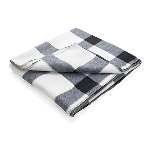 Soft plaid fleece blanket, white