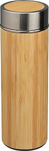 Stainless steel mug with tea strainer in bamboo look 350ml