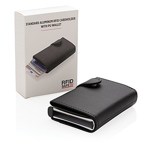 Standard aluminium RFID cardholder with PU wallet,black