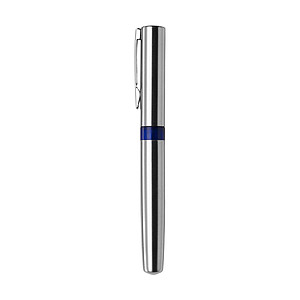 Steel ballpen with black ink.Blue