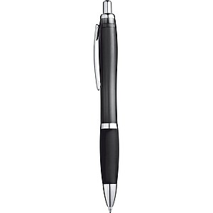 Transparent Ball pen with rubber grip., black